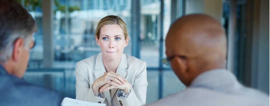 Anxious woman during business interview